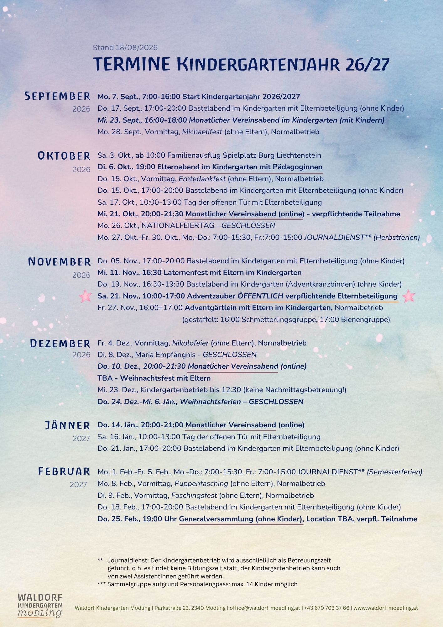Termine Sommersemester 26